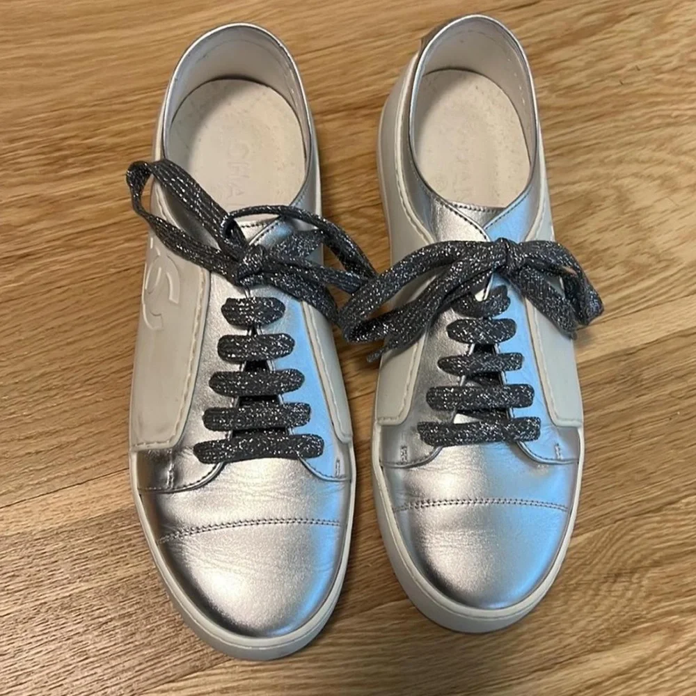 Chanel Silver Women's Sneakers - Picture 5 of 7